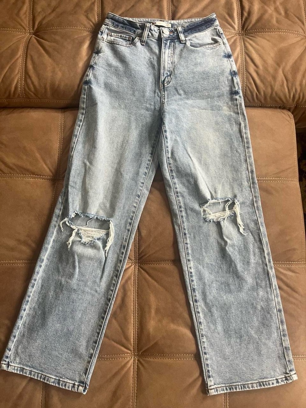SO Light Blue Distressed Boyfriend Jeans with Knee Rips